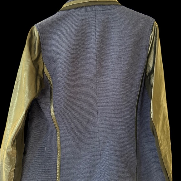 NWT Vince Leather Jacket in Black With Blue Tweed - Picture 4 of 7